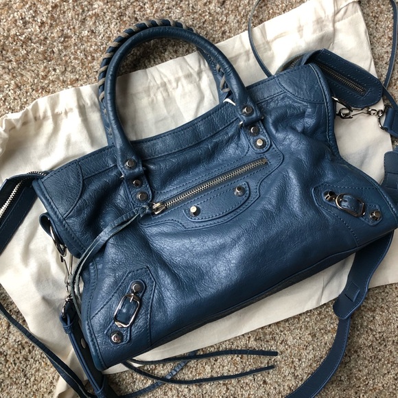 Authentic Balenciaga Small City bag - blue with silver hardware - Picture 2 of 13